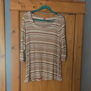 Modcloth Multicolor Striped 3/4 Sleeve Top